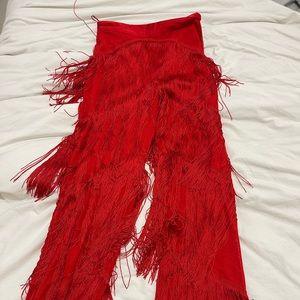 Meshki Red Fringe Pants